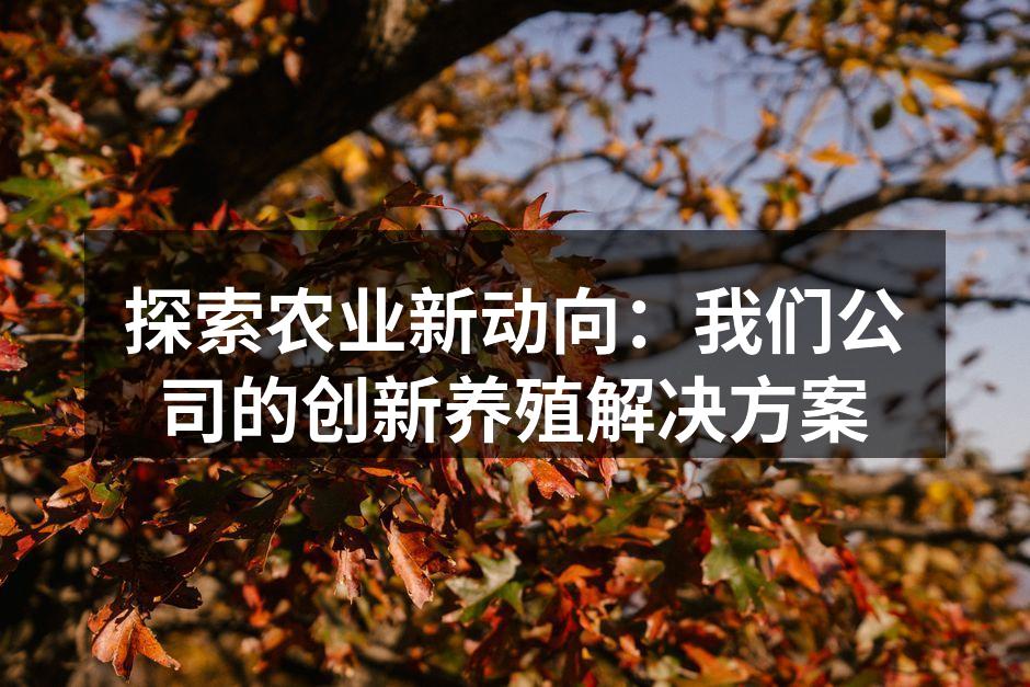 探索农业新动向：我们公司的创新养殖解决方案